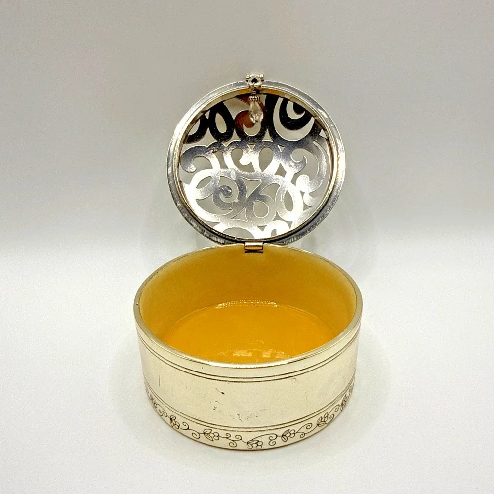 BRIGHTON Skribbel Box Silver Toned Trinket Jar Round 3